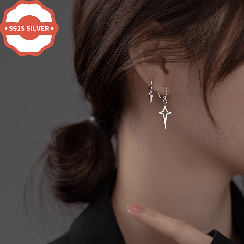 Women's Tapered Star Asymmetric Stud Earrings, Hypoallergenic